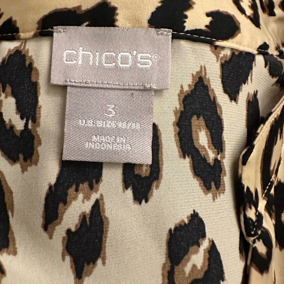 Chico’s leopard Animal-Print Bishop-Sleeve Silky Blouse size 3 (XL) - Picture 5 of 10